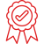 GENUINE PRODUCTS – Red circular badge with a central check mark, symbolising verified authenticity and certified quality