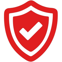 Warranty and Support – Red shield icon with a white check mark, symbolising trusted protection and after-sales service